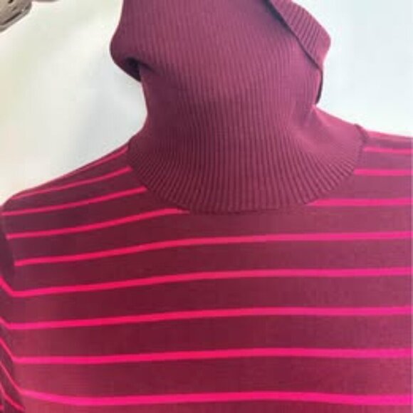 Lands’ End Women's stripe pull over sweater turtle neck size 14/16 #0815 - Picture 4 of 7